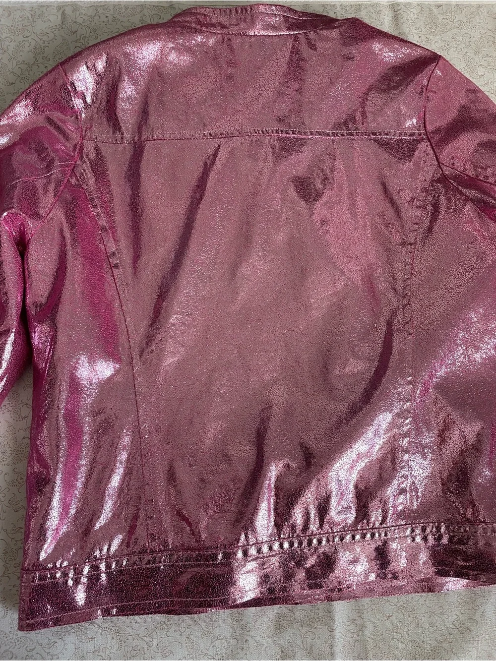 Disney Descendants D-Signed Future Queen Pink Foil Moto Jacket Girls M Sparkly
